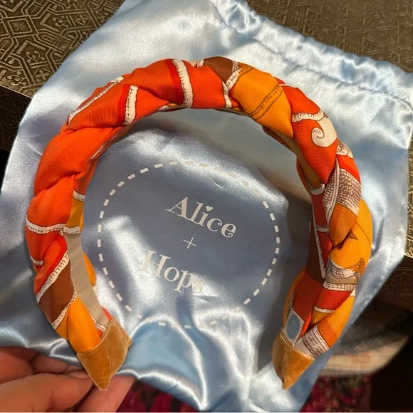 Hermes Orange and Brown Braided Headband made my Alice + Hops IMG_0125.jpg?v=1702672590 main image 4